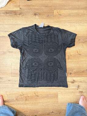 Sure Original Back to Basic Charocal Grey Hamsa Hand Eye Graphic T-Shirt